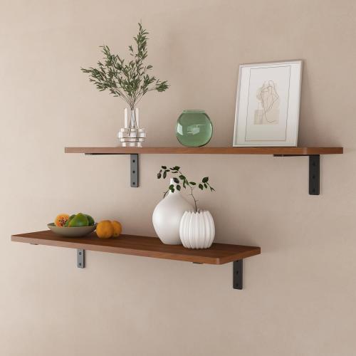 12-Pack 12 Inch Heavy Duty Shelf Brackets, Premium Floating L Bracket for Wall, Kitchen, Mantel Shelves Support | Quarter Inch (1/4) Thick | Black Powder Coated Steel