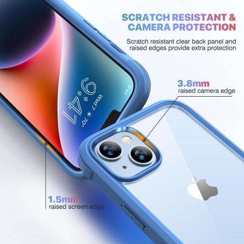 Diaclara Designed for iPhone 14 Case, Full Body Rugged Case with Built-in Touch Sensitive Anti-Scratch Screen Protector, with Camera Lens Protector for iPhone 14 6.1 (Elegant Blue)