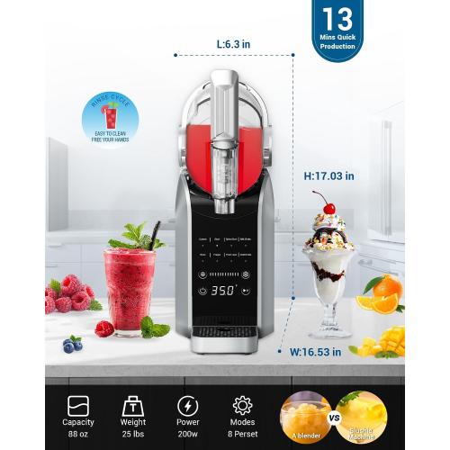 Slushie Machine, No Ice Needed, 64 oz Slushie Machine for Home with Dust Cover, Professional Frozen Drink Maker, 7 Preset Programs Rinse, Frozen Margaritas, Frappés, Milkshake, and More