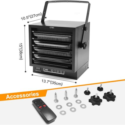 CTSC 10000W Electric Garage Heater, 240v Hardwired Fan-Forced Shop Heater with Digital Thermostat, Remote Control and Timer, ECO Function, Voltage Display Design, Ideal for Workshop, ETL Listed