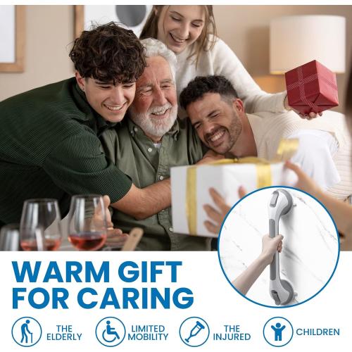 Shower Grab Bars,Shower Handles for Elderly Suction,16.8,Grey | stable safety grip for seniors,elderly,bathtubs&toilet,heavy duty drill-free waterproof removable,handrails,easy install