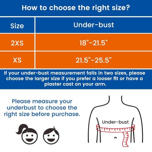 Kids Arm Shoulder Sling with Waist Strap, Immobilizer Brace Support for Broken Arm, Collarbone, Elbow, Wrist (Comfort Version, Right, XXS,19-23.5 inch)