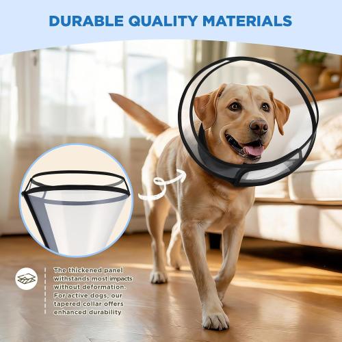 BONTHEE Dog Cone Collar for Surgery Recovery,Adjustable Transparent Pet Recovery Collar for Large Medium Small Dogs & Cats, Protective Elizabethan E-Collar for Wound Healing, Anti-Lick & Bite-S