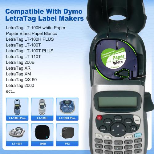 3 Pack Paper Label Refills Replacement for Dymo Letratag Refills 91200/91330 White Paper Tape 1/2 X 13, Compatible with Dymo Label Maker Refills, Work for Letra Tag LT100H LT100T QX50