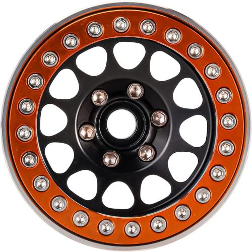 Color Black and Orange INJORA 1.9 Beadlock Wheel Deep Dish Negative Offset 10.4mm Wheel Rim for 1/10 RC Crawler Auto Axial SCX10 90046 AXI03007 TRX4 VS4-10 Gen8 MST CFX(Orange&Black)