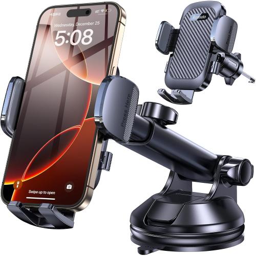 Romuto Car Phone Holder Mount【2025 Ultimate Suction】 Phone Mount for Car Cell Phone Holders for Your Car Accessories for Women Men Dashboard/Windshield/Vent/Wall Mounts Truck Stand for iPhone Samsung