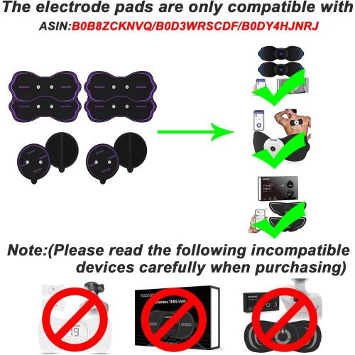MASTOGO 8 Pcs Wireless TENS Unit Electrode Pads, with 3.5mm Snap Connector