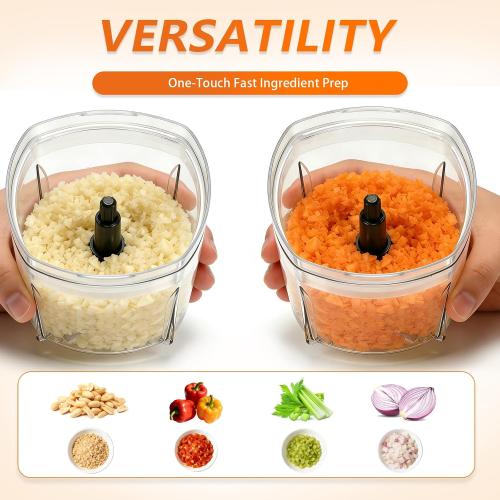 Brigii Electric Garlic Mincer & Onion Chopper, 17oz Mini Food Processor
