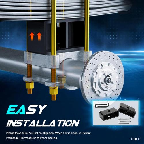 3 Front   2 Rear Leveling Lift Kit Compatible with 2007-2021 Tundra, 3in Front Strut Suspension Lift Spacers   2in Rear Lift Block Kit w/Extended U-Bolts, Set of 4