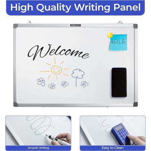 M&G Dry Erase Board Magnetic White Board for Wall, 18” x 12” Small Whiteboard with 2 Markers & 2 Magnets & 1 Eraser, Portable Whiteboard for Planning, Drawing, to Do List, Office Use