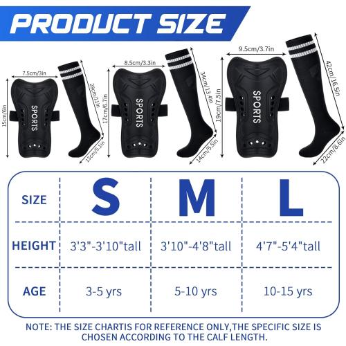 Syhood Soccer Shin Guards and Socks for Toddler Kids Youth, Lightweight Soccer Shin Pads Protective Defender Gear for 3-5, 5-10, 10-15 Years Old Children Teen Boys Girls Sports Game