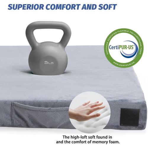 GREY CYMULA CertiPUR-US Memory Foam Camping Mattress Pad, Portable Foam Sleeping Pad for Camping, Roll up Sleeping Mat for Adults Guest Floor Bed for Sleepover, Car, Tent SUV Cot Mattress