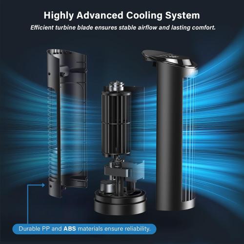 13 Bladeless Tower Fan with 3 Speeds, 4 Mode (AI, Normal, Natural, Sleep), Touch Screen   Remote Control, 12H Timer, 80° Oscillation, Fast Cooling, Desk Fan for Bedroom Home Office Desktop