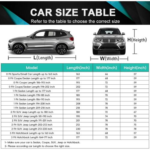 16 Layers Waterproof All Weather Car Cover - Universal Fit VW Golf, Honda Civic, Mazda 3, Toyota Corolla, Ford Fiesta, Nissan Leaf, Mini Clubman