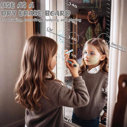 Growth Chart Mirror, Growth Chart Mirror for Wall, Mirror Growth Chart for Wall, Children's Growth Chart Mirror, Puzzle Mirror Growth Chart, Foldable Height Measuring Mirror, Bedroom Wall Decor