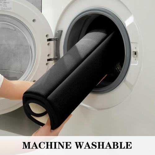 BYSURE Black Memory Foam Bathroom Rug Set 3 Piece, Non Slip Extra Soft Absorbent Washable & Dry Toilet Bath Mat Sets