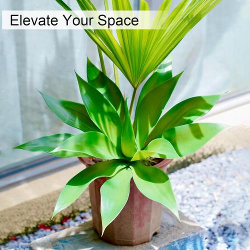 Velener Artificial Plant Outdoor Agave - Small Size UV Resistant Fake Agave Plants for Indoor and Outdoor Decor(14 Inch)-2 Pack