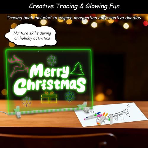 LED Note Board with App Control, 7 Colors 13.7x10 Light Up Acrylic Dry Erase Board, Drawing & Writing Board, Perfect Holiday Gift for Christmas Kids Girls