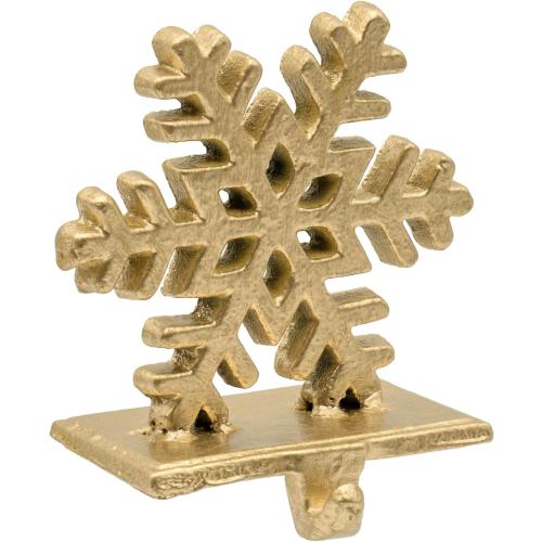 Red Co. 5 Decorative Cast Iron Stocking Holder with Hook in Old Gold Finish – Snowflake