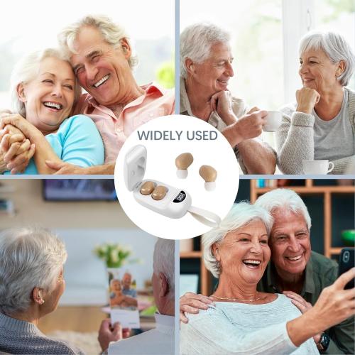 CIS Hearing Aids for Seniors, Rechargeable Hearing Aid with Noise Cancelling for Adults, Invisible Hearing Amplifiers with Charging Box, Easy to Carry