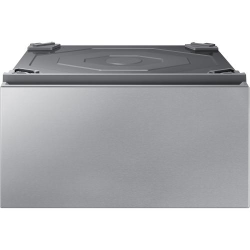 SAMSUNG 27-Inch Bespoke Front Load Washer Dryer Pedestal Stand w/ Pull Out Laundry Storage Drawer, WE502NT, Silver Steel
