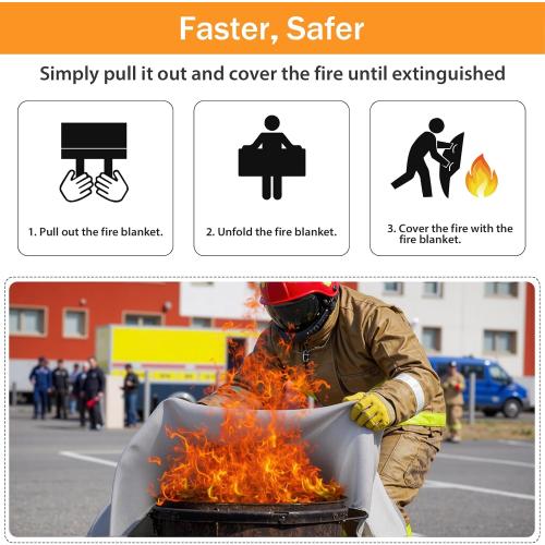 Emergency Fire Blanket for Home Kitchen - KANHIRO Fiberglass Fire Suppression Blanket Great for School, Fireplace, Grill, Car, Office, Warehouse (4 Pack, 39 in X 39 in)