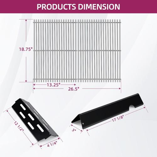 66095 Cooking Grids With 66795 Flavorizer Bars Heat Deflector For Weber Genesis 2 Grill Parts,for Weber Genesis ii 300 Series,Replacement For Weber Genesis ii E-310 E-315 E-325 E-330 E-335 S-310