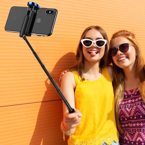 ATUMTEK Selfie Stick Tripod, 3-in-1 Extendable Aluminum Phone Tripod, Compatible with iPhone 17/16/15/14/13/12/11/11 Pro/XS Max/XR and Samsung Smartphones, Blue