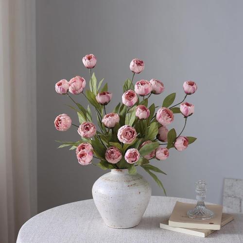 VIERENA 12 Pcs Faux Silk Peony Artificial Flowers for Vase -27, Bulk Fake Peonies Branches with Stems for DIY Bouquet Centerpieces Wedding Fillers Arrangements Shower Decorations (Blush Pink)