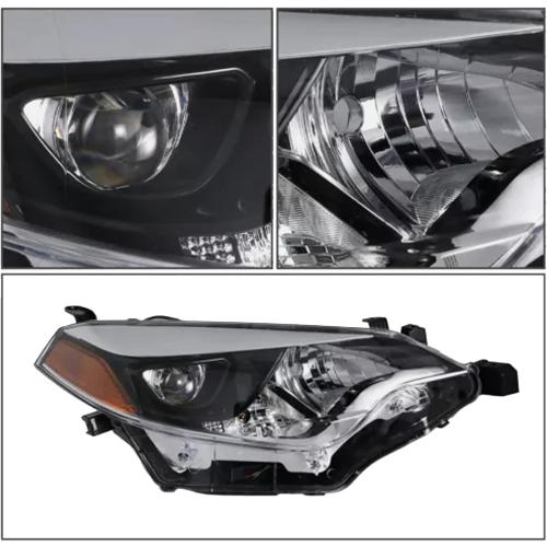 Front Bumper Headlights Fit for 2014-2016 Toyota Corolla C CE LE S L Headlamp Replacement Kit Chrome Housing Amber Reflectors LH   RH