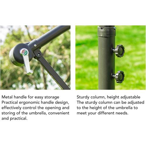 Outdoor Patio Umbrella, Offset Sun Shade Cantilever, Round 9.8ft Diameter - Crank Open System, Push Button Tilt, Adjustable Angle for Backyard and Beach‼️little dirt and incomplete‼️