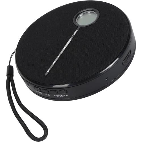Color Black Portable Rechargeable 5.0 CD Music Player with Speaker Function for Home Outdoor, ABSCD Material