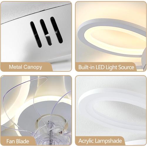 Ceiling Fans with Lights and Remote, 25 Inch Modern Low Profile Flush Mount Ceiling Fan, Dimmable LED Ceiling Light Fixture, Small Ceiling Fans for Bedroom, Kitchen, Indoor-White