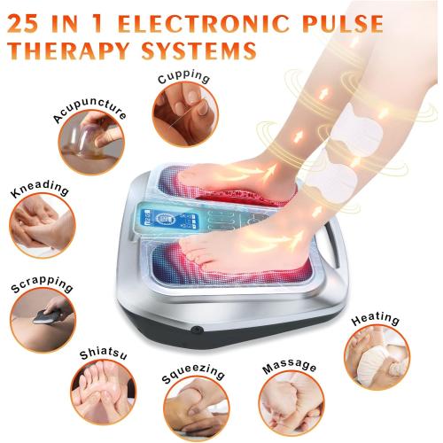 OSITO Foot Circulation Stimulator with Heat, FSA or HSA Eligible, EMS Foot Massager for Neuropathy Pain Relief Feet Massager with 8 TENS Unit Pads, Silver