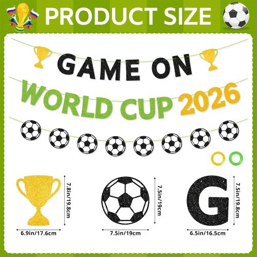 World Cup 2026 Banner, Game On Soccer Party Decorations, Soccer World Cup Banner 2026 for Watch Party, Sports Birthday Celebration Supplies