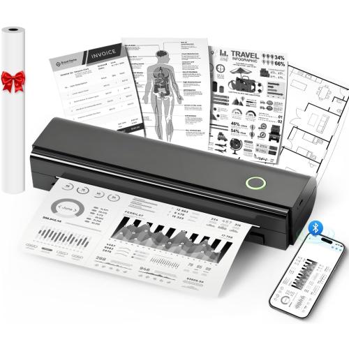 Portable Printers Wireless for Travel, N80 Wireless Thermal Printer Bluetooth Inkless Printer Support 8.5 X 11 US Letter & A4, Compatible with iOS, Android, Laptop