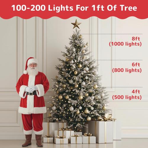 PREXTEX 200 Count Clear Christmas Tree Lights - 40 ft Warm Incandescent String Lights with Green Wire - Indoor and Outdoor Mini Light for Christmas, Holiday Decorations, Trees, Fences, Patios and More