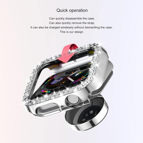 Rc-Z Apple Watch Series 9/8/7 41mm Bumper Bling Case, 12-Pack Women Glitter Diamond Rhinestone Protector Frame for iPhone Watch iWatch Accessories