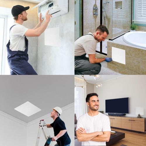 Morvat Adjustable Spring Access Panel, Fits 8x8 - 12x12 Inches (External 13.5x13.5), for Drywall, Ceiling, Electrical, Plumbing Heavy-Duty & Easy Install, Wall Hole Cover Plate, White (1-Pack)