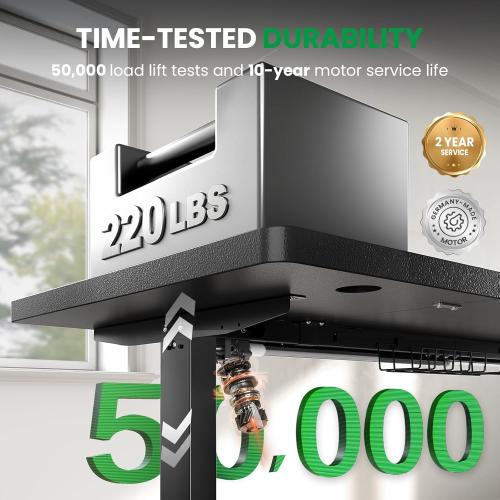 Electric Standing Desk Adjustable - 60x28 Inch Sit Stand Desk with 1 Inch Thick Tabletop, Double Beam Frame, 3 Memory Height Adjustment, Cable Management for Home Office