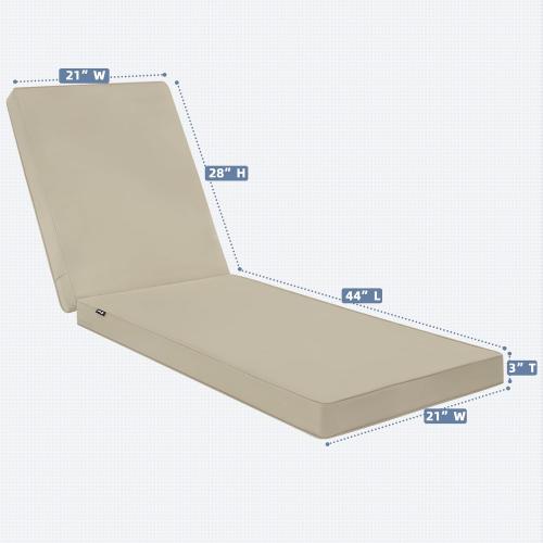 Favoyard Chaise Lounge Cushions Outdoor 72 x 21 x3 Inch Waterproof & 3-Year Fade Resistant Outdoor Lounge Chair Cushions with Removable Cover, Ties and Hidden Zipper for Patio Pool Lounge Chairs