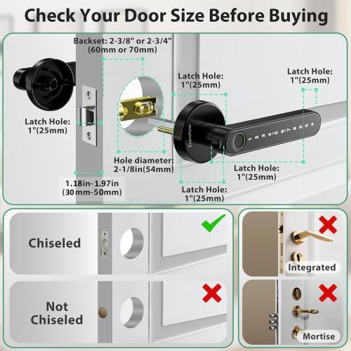 Smart Door Lock with Knob, Keyless Entry Door Locks with Handle, Fingerprint Door Knob for Bedroom/Front Door/Apartment,Generate Passcode Remotely