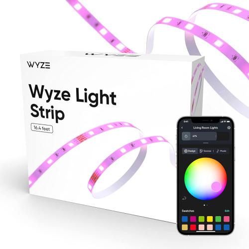 Wyze Lifestyle Light Strip, 16.4ft WiFi LED Strip Lights with 16 Million Colors, RGB, Music Sync, Sun Mode, Timer, Indoor, Compatible with Alexa Google Assistant