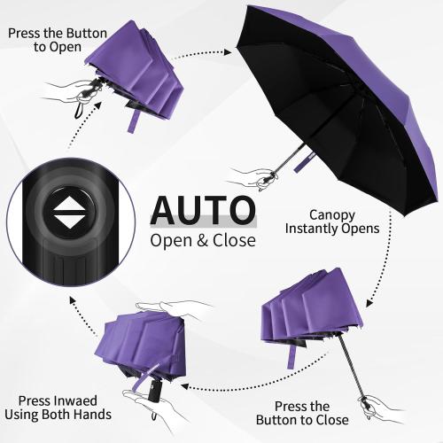 Yoobure Windproof Travel Umbrella - Automatic Umbrellas for Rain, Compact Folding Umbrella with UV Protection, Lightweight Portable Design for Backpack/Walking/Car, Sun & Storm Ready