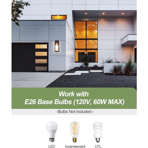 LITFIT 14'' Outdoor Light Fixtures Wall Mount, Matte Black Aluminum Wall Lantern, Hardwired Outside Sconce Lights for House, Front Door, Porch, Garage, 2-Pack, Bulbs Not Included