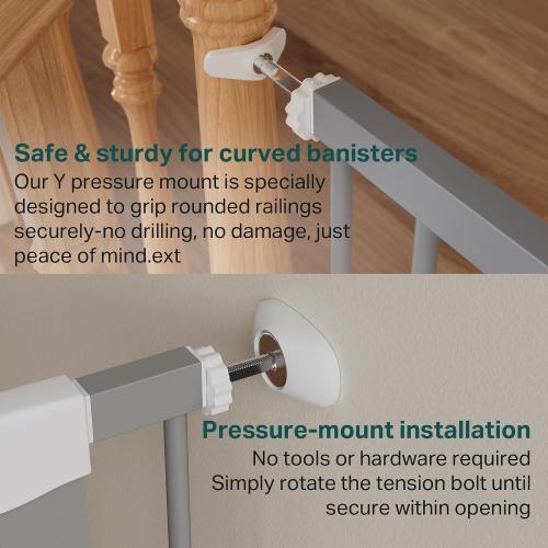Cumbor 29.7-40.6 Baby Gate for Stairs, Mom's Choice Awards Winner-Dog Gates for Doorways, Pressure Mounted Auto-Close Pet Gates for Dogs Indoor, Safety Child Gate with Easy Walk Thru Door, Gray