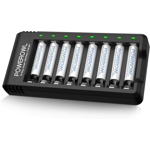 Rechargeable AAA Batteries with Charger, Advanced Individual Cell Battery Charger, High Capacity Low Self Discharge Ni-MH Triple A Batteries -Qty8