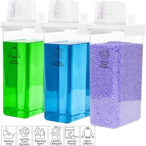 Laundry Detergent Dispenser 3 Pack Laundry Soap Dispensers 78 oz Liquid Detergent Dispenser for Room Organization with 6 Removable Labels for Softener Bleach Powder Soda etc