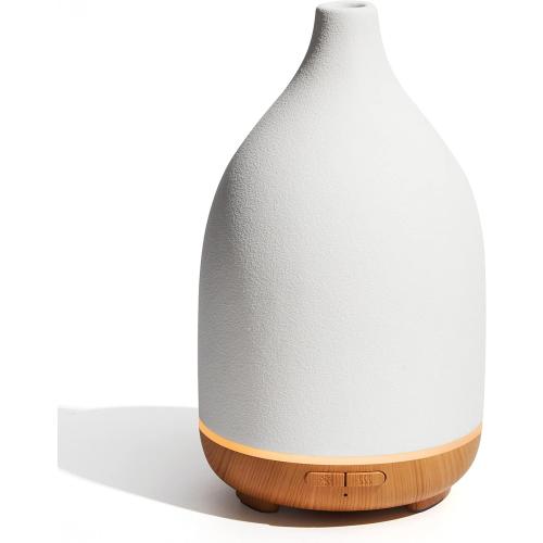 White InnoGear Oil Diffuser, 150ML Ceramic Diffuser for Essential Oils Handcrafted Aromatherapy Diffuser Ultrasonic Cool Mist Humidifier with 2 Mist Modes Waterless Auto Off for Room Office, White
