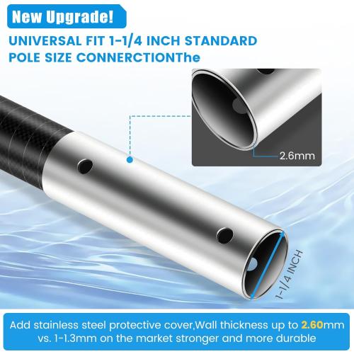 NEW Pool Pole Carbon Fiber, Premium15FT Pool Pole telescopic 4.6 to 15 FT, Adjustable 4 Piece Extendable Pool Cleaning Pole, Professional Pool Pole fit for Brushes, Vacuum, Nets, Skimmers, Rakes